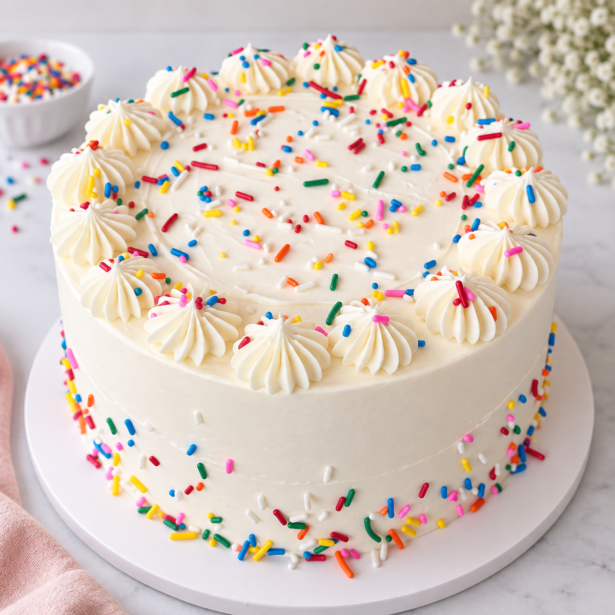 Vanilla sprinkles kage