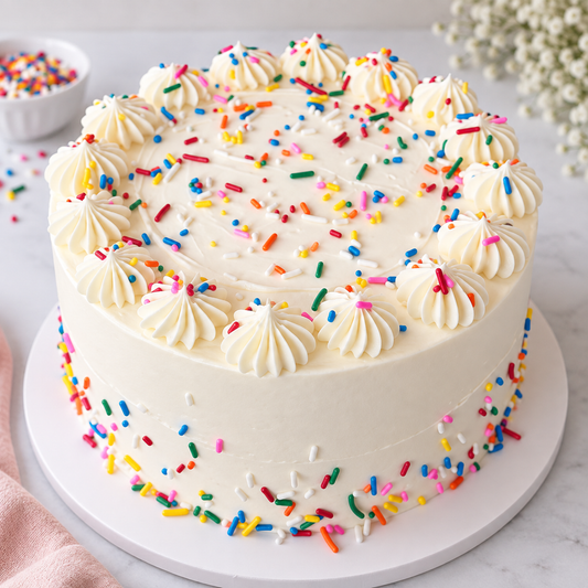 Vanilla sprinkles kage