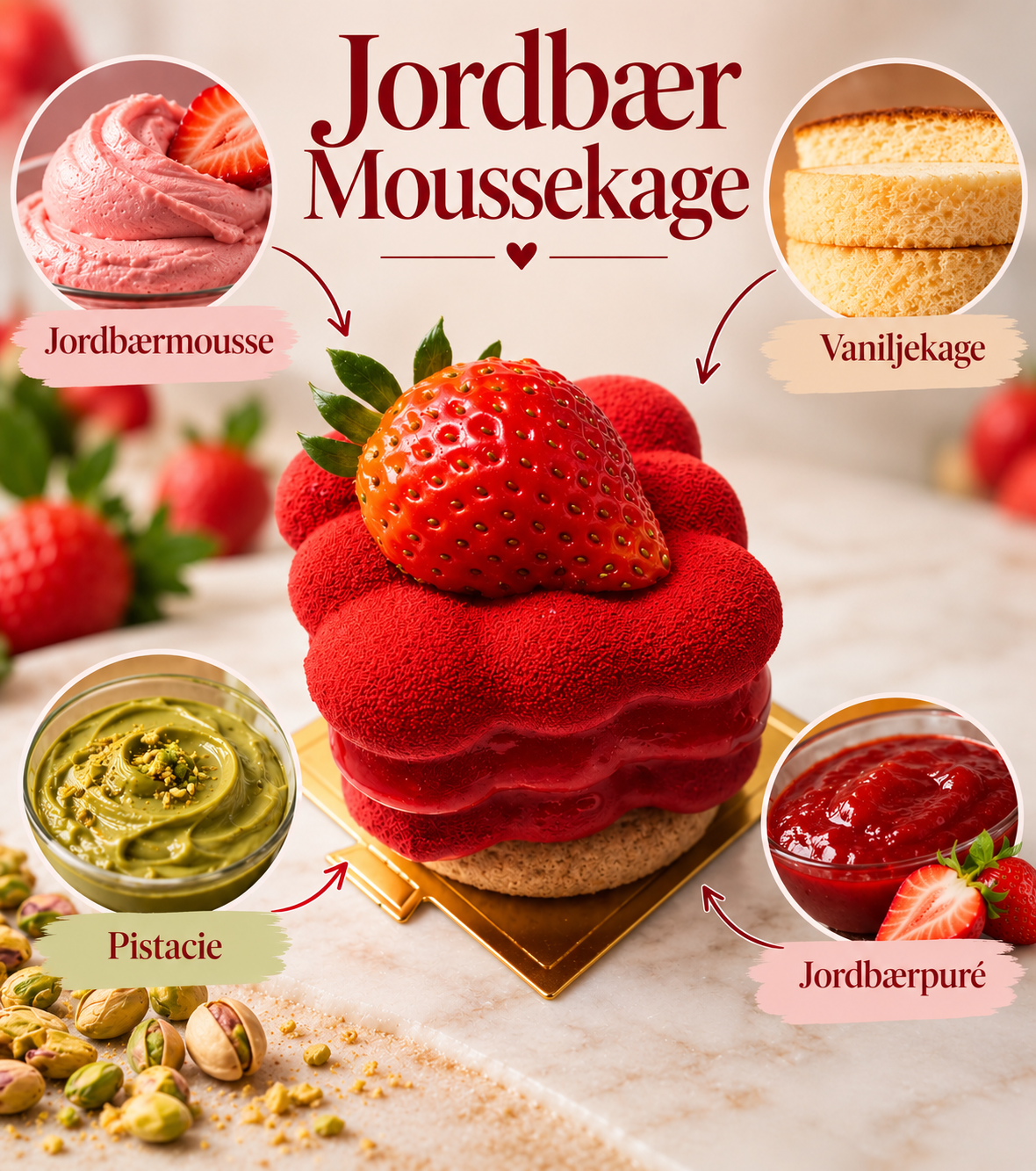 Jordbær moussekage